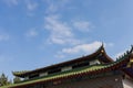 Roof of ancient Chinese Architecture, Old building under blue sky Royalty Free Stock Photo