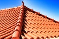 Roof in Azenhas do Mar house with ceramic pigeon on top