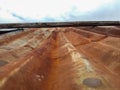 roof of the building made of rusted zinc