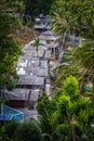 Roof bungalows in the palm jungle Royalty Free Stock Photo