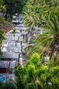 Roof bungalows in the palm jungle Royalty Free Stock Photo