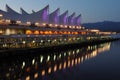 The roof of Canada place at night, vancouver