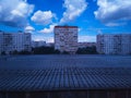 Roof of car parking at suburbs of Moscow