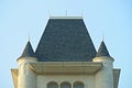 Roof of castle ,shoe rooftile on blue sky background , Royalty Free Stock Photo