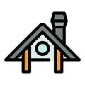 Roof with chimney icon color outline vector Royalty Free Stock Photo