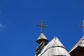 The roof of the church in Drvengrad, Serbia