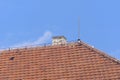 Roof of clay tiles with chimney Royalty Free Stock Photo