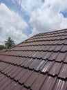 roof, cloud, sky, blue, cable, beauty, beautiful, zinc, anti-rain Royalty Free Stock Photo