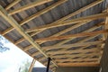 Roof contractor repair. Wooden roof construction. house building.