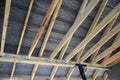 Roof contractor repair. Wooden roof construction. house building.