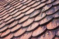 Weathered roof tiles.