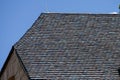 The roof is covered with stone old cower building