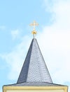 Roof with cross of church in Dolni Jircany