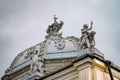 A roof decorated with statures of angels