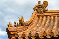 Roof decorations in the Forbidden City, Beijing Royalty Free Stock Photo