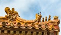 Roof decorations in the Forbidden City, Beijing Royalty Free Stock Photo