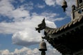 Roof decorations on the territory Giant Wild Goose Pagoda, Xian (Sian, Xi'an) Royalty Free Stock Photo