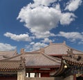 Roof decorations on the territory Giant Wild Goose Pagoda--Xian (Sian, Xi'an) Royalty Free Stock Photo