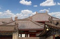 Roof decorations on the territory Giant Wild Goose Pagoda--Xian (Sian, Xi'an) Royalty Free Stock Photo