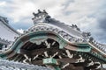 Roof detail of Honden (Main Hall) at Otani Honbyo. Kyoto, Japan. Royalty Free Stock Photo