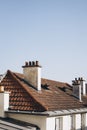 Roof and facade details of building in Paris, France