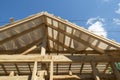 roof frame of wooden rafters