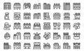 Roof gardening icons set outline vector. House office