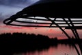 Roof of the gazebo on the lake at sunset Royalty Free Stock Photo