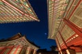 Roof of Gyeongbokgung palace at night in Seoul,South Korea Royalty Free Stock Photo