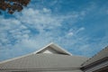 Roof of the house with green tree, blue sky and cloud in vintage Royalty Free Stock Photo