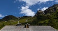 roof of a house in the mountains, alpine view, living in harmony with nature