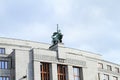 Roof of house with statue Royalty Free Stock Photo