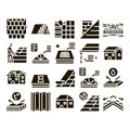 Roof Housetop Material Glyph Set Vector