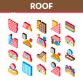 Roof Housetop Material Isometric Icons Set Vector