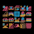 Roof Housetop Material neon glow icon illustration