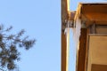 Roof ice dams. Erzurum in Turkey. Cold weather -50 degrees Celsius