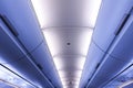 Airplane nterior ceiling overhead space.