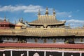 Roof of the Jokhang Tibetan Monastery in Lhasa, Tibet Royalty Free Stock Photo