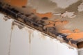 Roof leakage stains wall. Generate Ai Royalty Free Stock Photo