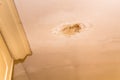 Roof leakages results damage ugly corrosion on plaster ceiling