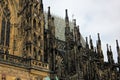 Roof line with buttresses on the gothic St Vitus Cathedral in the Prague Castle Complex