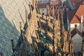 Roof line of the gothic St Vitus Cathedral in the Prague Castle Complex Royalty Free Stock Photo