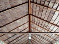 roof made of dried palm leaves.  tradition in Indonesia, west Borneo. Royalty Free Stock Photo