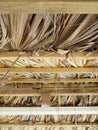 Roof made of dry palm branches, bamboo, wood. Construction and tropical roof with reeds from the French Antilles. Ecofriendly