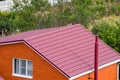 Roof made of metal. Construction with modern roofing materials. Corrugated metal Royalty Free Stock Photo