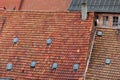 The roof made of red tiles