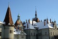 Roof of medieval romantic style castle, Western Ukraine