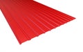 Roof metal sheet red on white background.