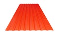 Roof metal sheet red on white background