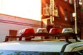The roof mounted light bar of emergency police car Royalty Free Stock Photo